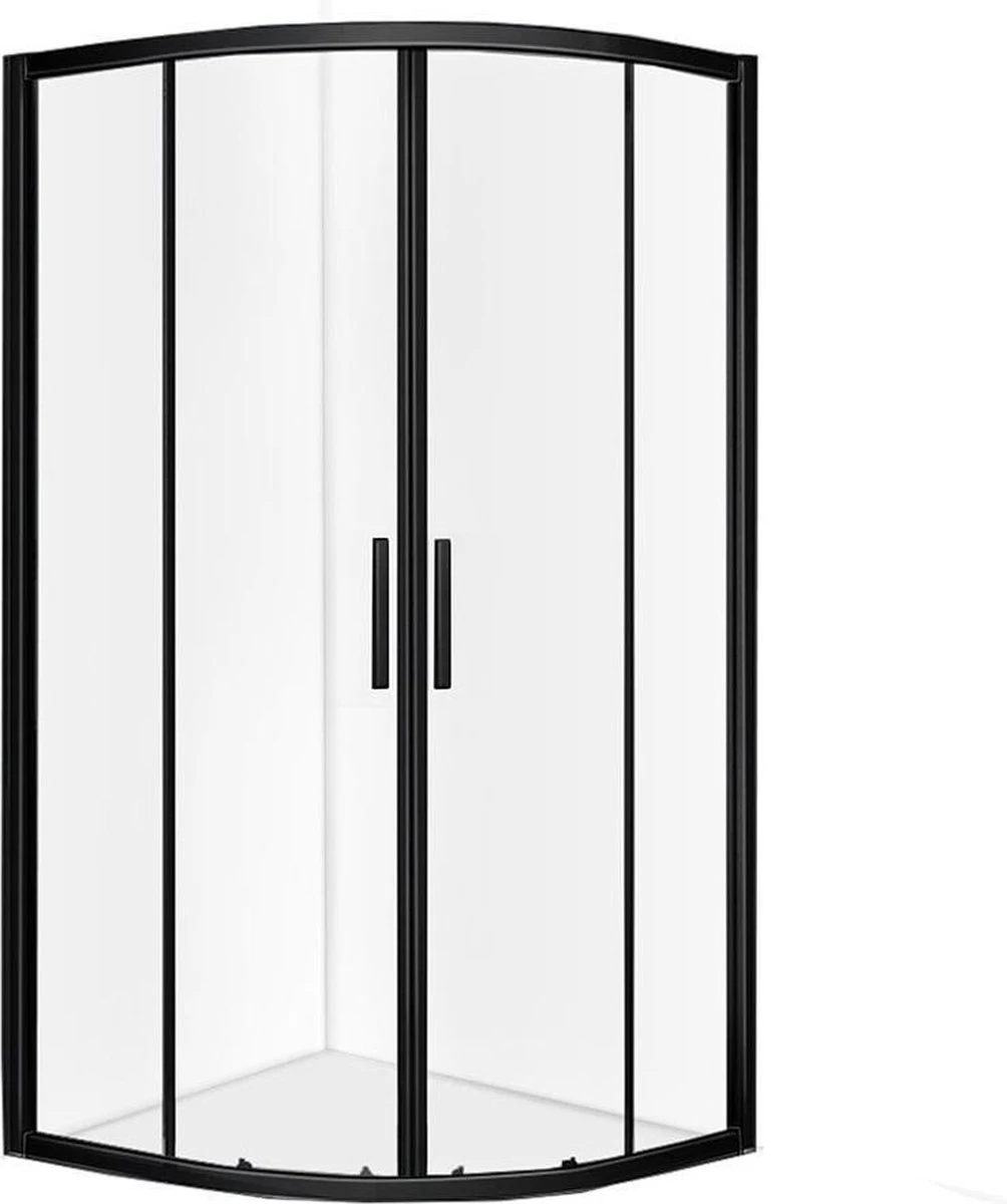 Merkloos Douchecabine - 90x90x200 - Kwartrond - Mat Zwart - Schuifdeur - Hoekinstap 1 Merkloos Douchecabine - 90x90x200 - Kwartrond - Mat Zwart - Schuifdeur - Hoekinstap