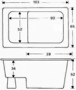Zitbad Vrijstaand Marinella Rechthoek 65x105x52cm Polypropyleen Mat Wit -Badkamer Kast Winkel 1011x1200 3