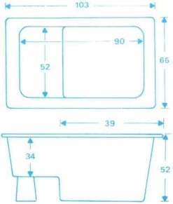 Saqu Zitbad - Mobiel Bad - 103x65cm - Wit - Incl Bijbehorende Poot En Zonder Afvoer -Badkamer Kast Winkel 1018x1200 8