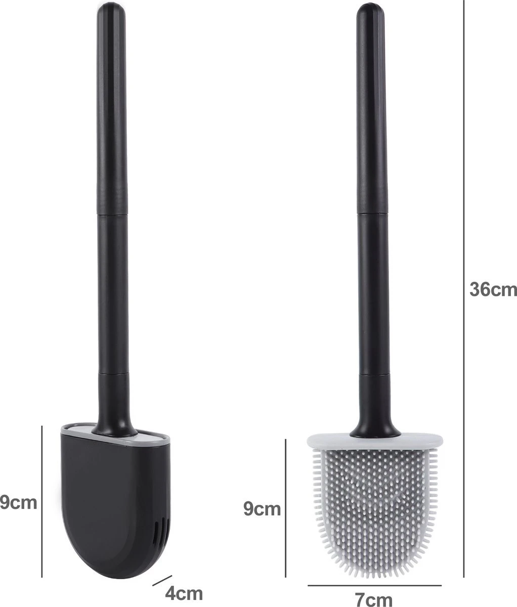 WC Borstel – Siliconen – Zwart – WC Borstel Met Houder – Vrijstaand – Hangend – WC Borstel En Houder – WC Borstel Zwart 9 WC Borstel – Siliconen – Zwart – WC Borstel Met Houder – Vrijstaand – Hangend – WC Borstel En Houder – WC Borstel Zwart - Afbeelding 9