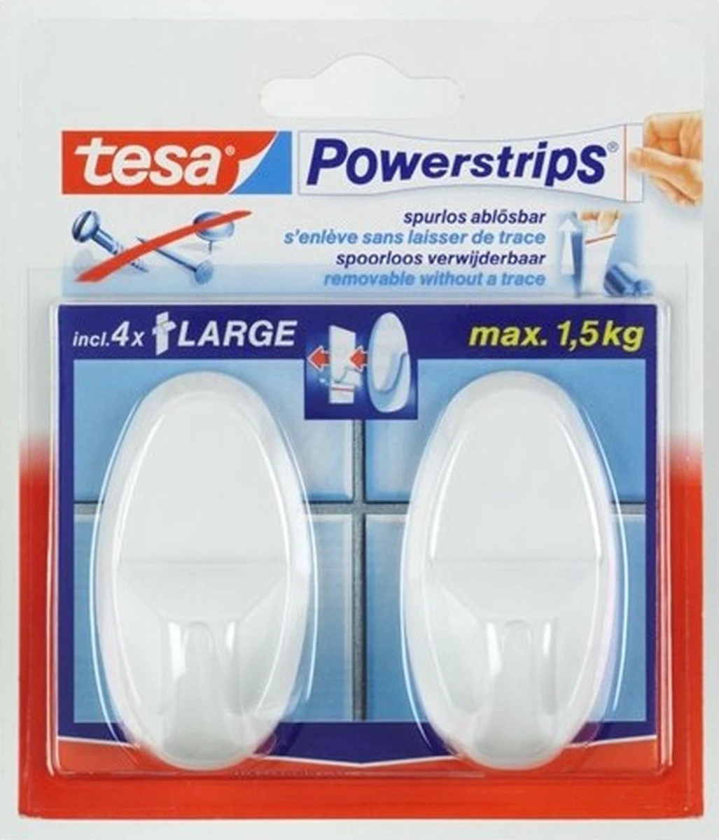 Tesa Powerstrips Haken Large - Wit - 2 Stuks 5 Tesa Powerstrips Haken Large - Wit - 2 Stuks - Afbeelding 5