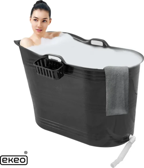 EKEO Zitbad - 210L - Mobiele Badkuip - Bath Bucket - Zwart