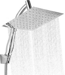 Regendouchekop Deluxe - ø 28CM - Douchekop Met Doucheslang En Douchekophouder - RVS