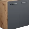 Wastafelkast Jupiter 60 X 30 X 60 Cm Eiken Met Grijs, Badkamerkast Staand