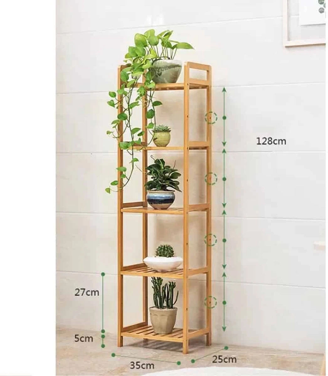 SensaHome Badkamerrek - Bamboe Design – Badkamerkast Met 5 Planken 6 SensaHome Badkamerrek - Bamboe Design – Badkamerkast Met 5 Planken - Afbeelding 6