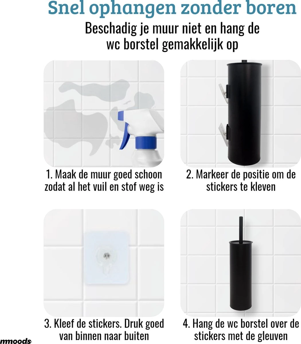 Mmoods WC Borstel Met Houder Hangend Zwart - Toiletborstel Siliconen Industrieel Design 6 Mmoods WC Borstel Met Houder Hangend Zwart - Toiletborstel Siliconen Industrieel Design - Afbeelding 6