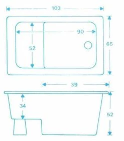 Zitbad Vrijstaand Marinella Rechthoek 65x105x52cm Polypropyleen Mat Wit -Badkamer Kast Winkel 1053x1200 5