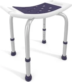 Sanicraft® Douchekruk - In Hoogte Verstelbaar - Douchekrukje - Roestvrij - 150kg Draagkracht - Comfortabel Zitkussen - Inclusief Douchekophouder, Handgrepen, Anti Slip Poten