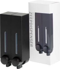 Aquathof, Zeepdispenser, Mat Zwart, 2 Kamer, 2 Reservoirs, 2x250ml - Hangend - Wandmontage 16 Aquathof, Zeepdispenser, Mat Zwart, 2 Kamer, 2 Reservoirs, 2x250ml - Hangend - Wandmontage -Badkamer Kast Winkel 1055x1200