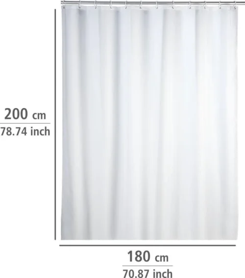 WENKO Anti-schimmel Douchegordijn Uni Wit 180x200cm Polyester Inclusief Ophangringen -Badkamer Kast Winkel 1059x1200 3