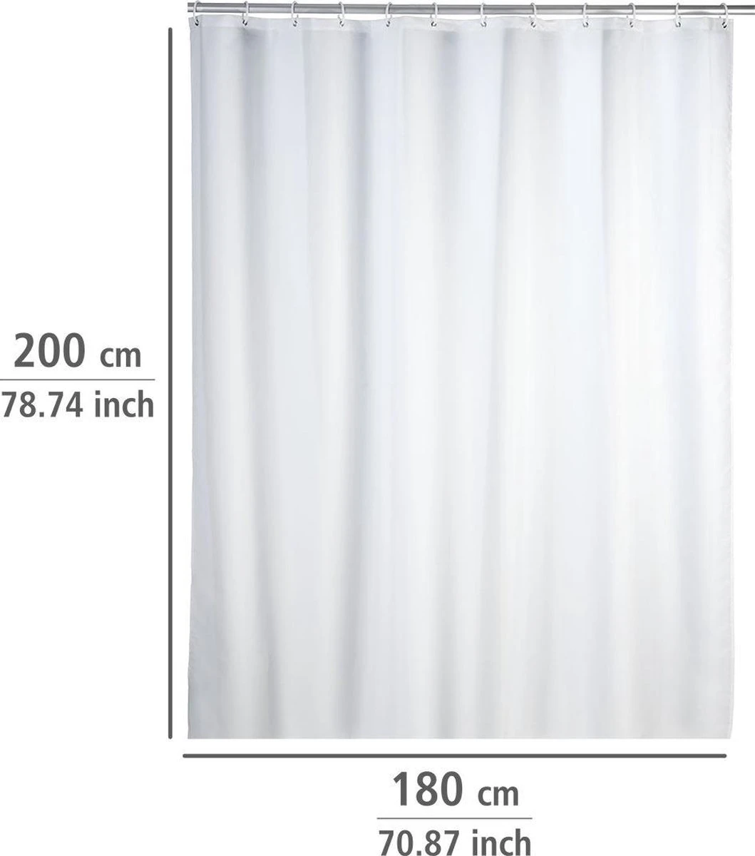 WENKO Anti-schimmel Douchegordijn Uni Wit 180x200cm Polyester Inclusief Ophangringen 6 WENKO Anti-schimmel Douchegordijn Uni Wit 180x200cm Polyester Inclusief Ophangringen - Afbeelding 6