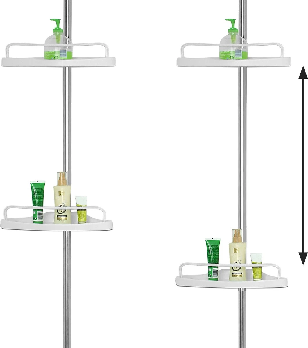 Telescopisch Doucherek Uit Chroom, Verstelbaar 155 - 320 Cm Met Extra Handdoekrek 2 Telescopisch Doucherek Uit Chroom, Verstelbaar 155 - 320 Cm Met Extra Handdoekrek - Afbeelding 2