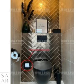 SAAR -Inbouw Toilet Reserve Rolhouder RVS - Met - MAT ZWART - Inzetstuk , (uitneembaar) -72 X 20 X 13 Cm - Inbouwdiepte 12 Cm -Badkamer Kast Winkel 1078x1200 1