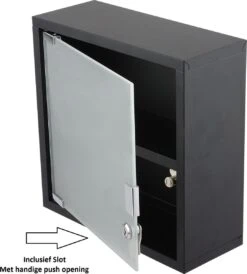Differnz Badkamerkast Met Slot - Badkamerkastje Zwart - Medicijnkastje - 30 X 30 X 12 Cm Opbergkast - Kubuskast