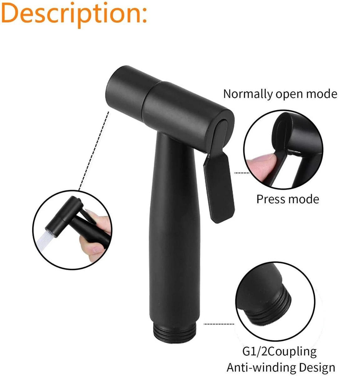 Merkloos Bidet Handdouche - Shattaf - Bidet Sproeier - Bidetkraan - Handheld Bidet Spray Met 120 Cm Doucheslang / Houder- Zwart 11 Merkloos Bidet Handdouche - Shattaf - Bidet Sproeier - Bidetkraan - Handheld Bidet Spray Met 120 Cm Doucheslang / Houder- Zwart - Afbeelding 11