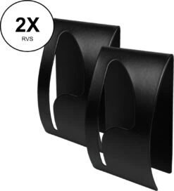 2x PD® - Handdoekhaakjes RVS Zwart - Handdoekhouder - Theedoek Haakje - Zelfklevend - RVS - Zonder Boren - Badkamer Geschikt