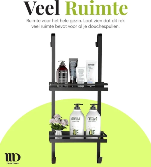 MD Creations ® – Doucherek Zonder Boren - Hangend Met Zuignappen Aan Douchewand – Douchebakje - Doucherek Haak - RVS - 74 X 25 X 10 Cm -Badkamer Kast Winkel 1088x1200 2