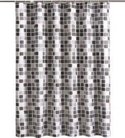 Su.B.dgn Douchegordijn 120x180 Anti Schimmel Polyester Badkamer Douchegordijn Wasbaar Met 12 Ringenl | Grijs Vierkant -Badkamer Kast Winkel 1091x1200 2