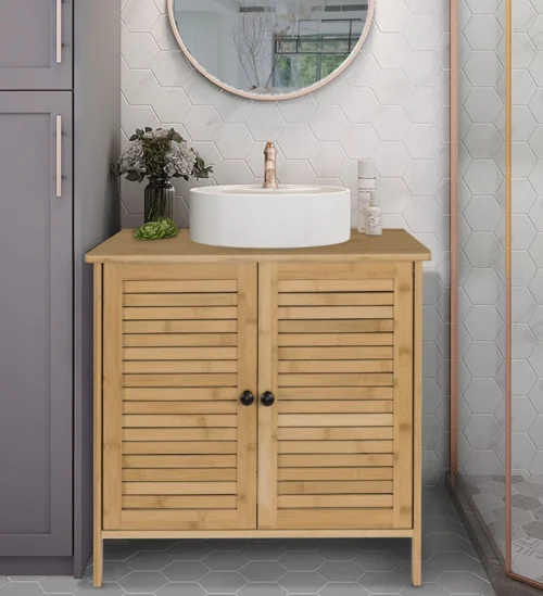 Kamyra® Badkamermeubel Bamboe - Badkamerkast, Wastafelmeubel, Onderkast Wastafel - 60x30x60 Cm - Bamboe -Badkamer Kast Winkel 1092x1200 4