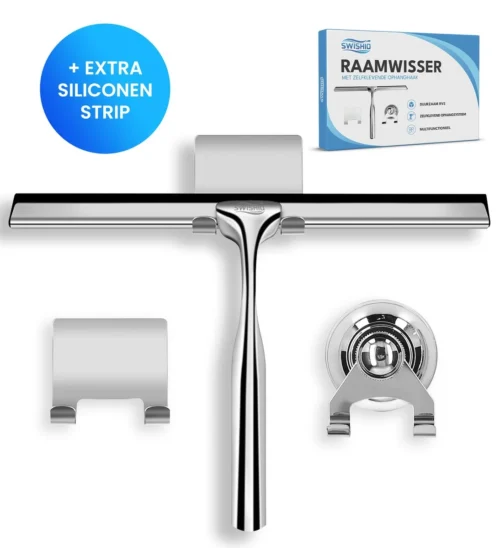 Douchewisser Met Ophangsysteem - Raamwisser - Raamtrekker - RVS - Extra Siliconen Strip