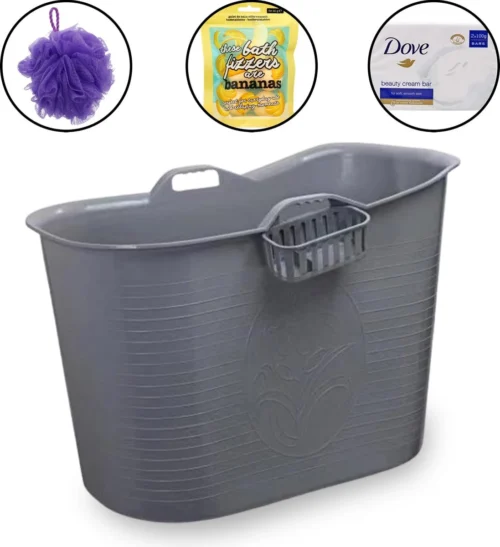 Zitbad Voor Volwassenen – 200L – Bath Bucket – Met Bruisballen – Grijs