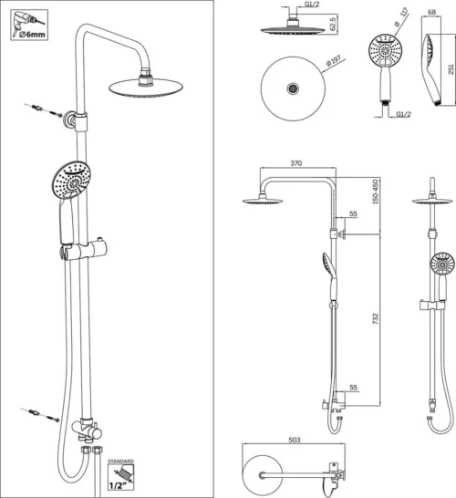 Tiger Luvia Doucheset - Regendouche Ø 20 Cm - Handdouche Ø 12 Cm - 2 Standen - Chroom 12 Tiger Luvia Doucheset - Regendouche Ø 20 Cm - Handdouche Ø 12 Cm - 2 Standen - Chroom -Badkamer Kast Winkel 1098x1200 2