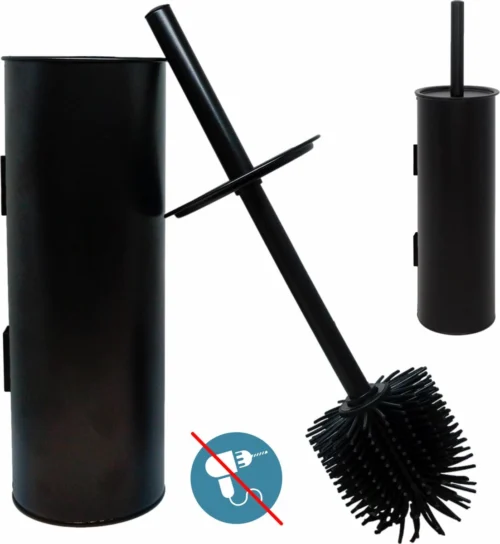 Mmoods WC Borstel Met Houder Hangend Zwart - Toiletborstel Siliconen Industrieel Design