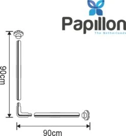 Papillon Douchegordijnstang - 90x90 Cm - Aluminium - Wit -Badkamer Kast Winkel 1107x1200 1