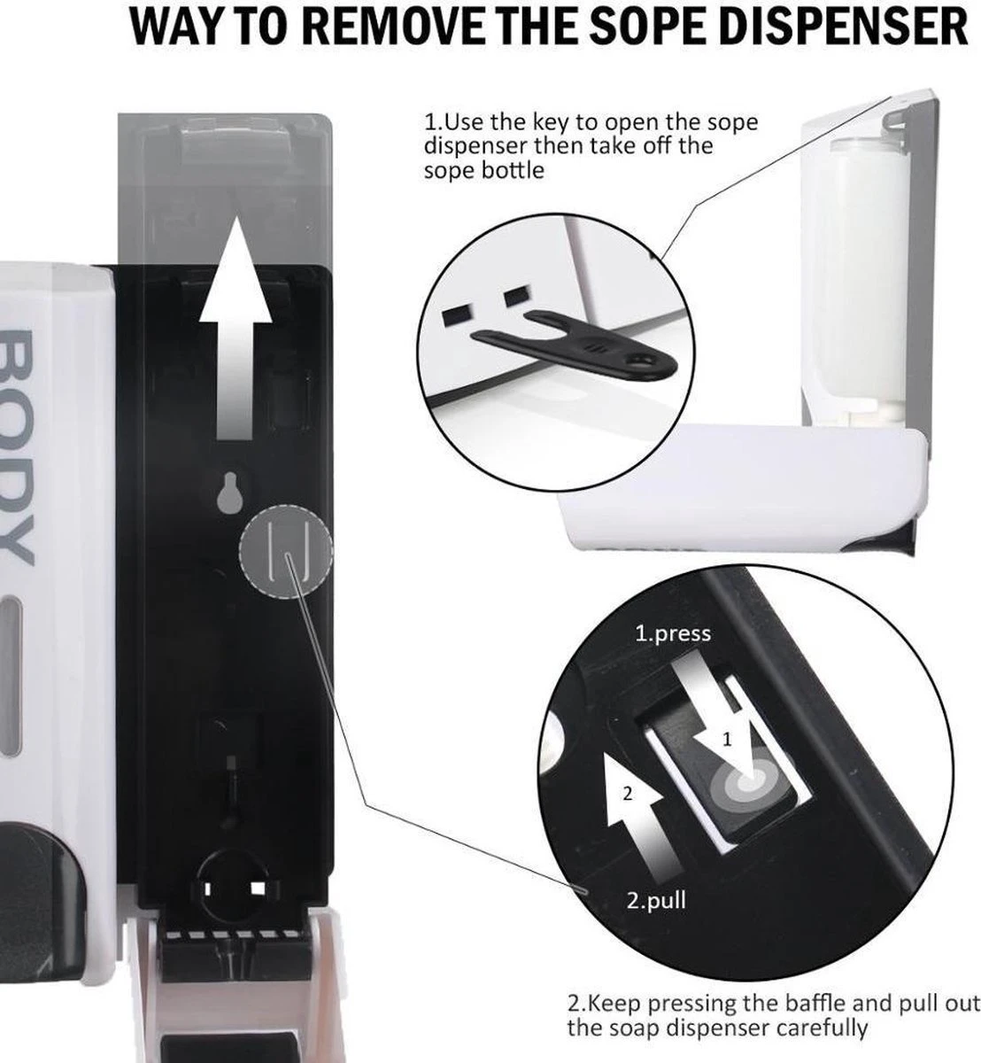 WiseGoods Luxe Zeepdispenser Shampoo - Desinfectie Dispenser Wandmontage Zeep Pomp - Zeeppompje Douche - Badkamer Muur - Wit 2st 2 WiseGoods Luxe Zeepdispenser Shampoo - Desinfectie Dispenser Wandmontage Zeep Pomp - Zeeppompje Douche - Badkamer Muur - Wit 2st - Afbeelding 2