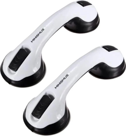 2 Stuks Minismus Douche Toilet Handgreep Met Zuignap Badkamer - Geschikt Voor Douche En Toilet - Vochtbestendig - Veiligheidsgreep - Handvat Voor Ouderen En Kinderen - 30 CM