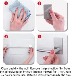 Tatkraft John - Zelkflevende Handdoekstang - Vaatdoek/Keukengerei/Handdoeken Stang Houder Rek Handdoekenrek Muur Steun - Wand Ophangsysteem Voor In De Keuken/Badkamer/Keukenkast - Handdoekrek Handdoekenstang - Zonder Boren - Geborsteld RVS - 40CM -Badkamer Kast Winkel 1111x1200