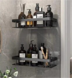 Merkloos Jawes- Wandrek- Zwart- 1stuk- Doucherek- Zonder Te Boren- Wandrek Zonder Boren- Wandrekje -Badkamer Kast Winkel 1115x1200 1