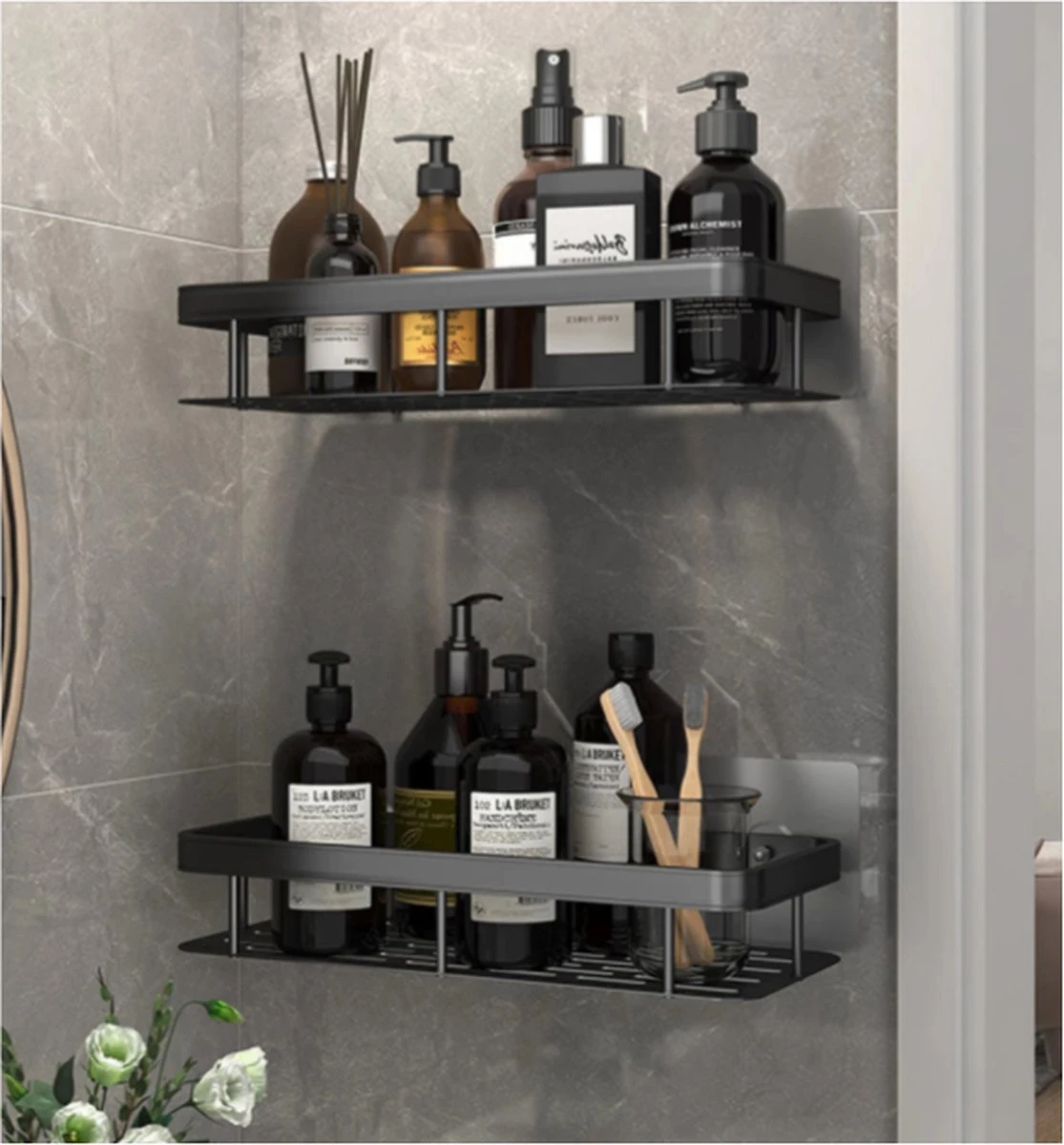 Merkloos Jawes- Wandrek- Zwart- 2stuks- Doucherek- Zonder Te Boren- Wandrek Zonder Boren- Wandrekje 2 Merkloos Jawes- Wandrek- Zwart- 2stuks- Doucherek- Zonder Te Boren- Wandrek Zonder Boren- Wandrekje - Afbeelding 2