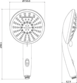 SCHÜTTE Niagara Handdouche - Douchekop Ø 15 Cm - 5 Standen - Watervaluitloop - Waterstop - Chroom -Badkamer Kast Winkel 1118x1200 2