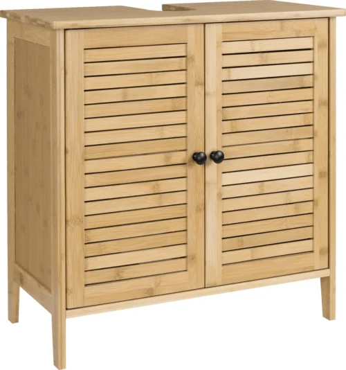 Merkloos Badkamerkast - Ondermeubel Wastafel - Handdoeken Kast - Opbergruimte - Opbergkast Badkamer - Wastafel Onderkast - Hout - Bamboe