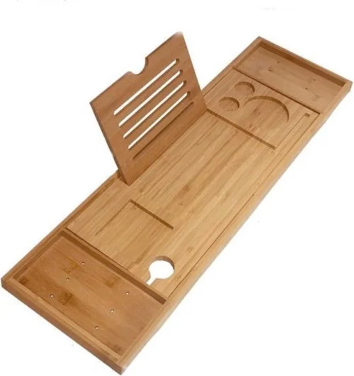 Merkloos Decopatent® Luxe Badplank - Badrekje - Uitschuifbaar 75 Tot 110 Cm - Boekenhouder - Tablethouder - Bamboe Hout Badplankje - Badrek -Badkamer Kast Winkel 1128x1200 2