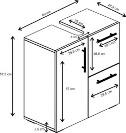 Badplaats Wastafel Onderkast Mars 60 Cm X 30 Cm X 60 Cm - Wit - Badkamerkast – Staand Wastafelmeubel -Badkamer Kast Winkel 1132x1200 8