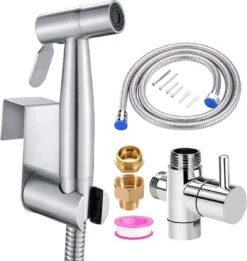 Merkloos Bidet - Handdouche/kraan - Water Sproeier/spray - Toilet/badkamer - Montage Set - 1,5M Slang - Multifunctioneel - RVS – Zilver