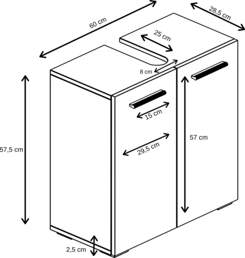 Wastafelkast Jupiter 60 X 30 X 60 Cm Eiken Met Grijs, Badkamerkast Staand 6 Wastafelkast Jupiter 60 X 30 X 60 Cm Eiken Met Grijs, Badkamerkast Staand -Badkamer Kast Winkel 1136x1200 4