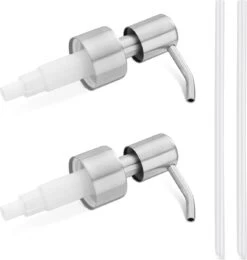 Navaris Roestvrijstalen Zeepdispenserkop Set X2 - Opschroefbare Pompkop Voor Flessen - 22-24 Mm Mondstuk Voor Vloeistof, Lotion - Zilverkleurig -Badkamer Kast Winkel 1142x1200 4