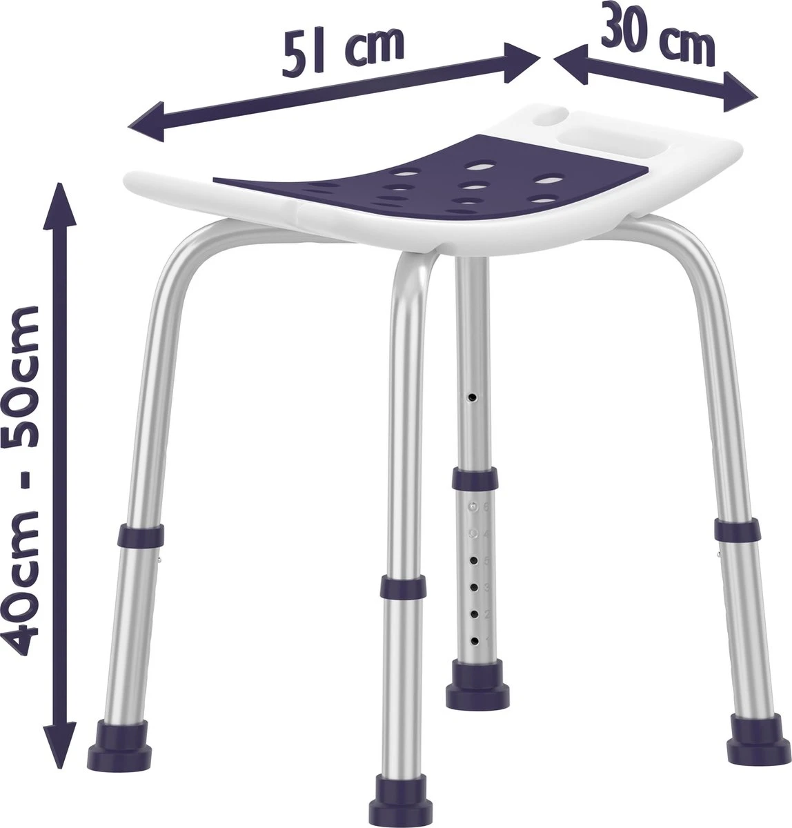 Sanicraft® Douchekruk - In Hoogte Verstelbaar - Douchekrukje - Roestvrij - 150kg Draagkracht - Comfortabel Zitkussen - Inclusief Douchekophouder, Handgrepen, Anti Slip Poten 6 Sanicraft® Douchekruk - In Hoogte Verstelbaar - Douchekrukje - Roestvrij - 150kg Draagkracht - Comfortabel Zitkussen - Inclusief Douchekophouder, Handgrepen, Anti Slip Poten - Afbeelding 6