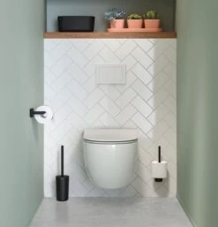 Tiger Carv - Toiletrolhouder Zonder Klep Met L-vorm - Zwart -Badkamer Kast Winkel 1152x1200