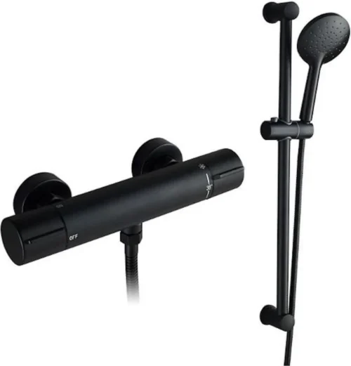 Merkloos Opbouw Doucheset - TS-002 - Black - Handdouche - Thermostaatkraan - Mat Zwart