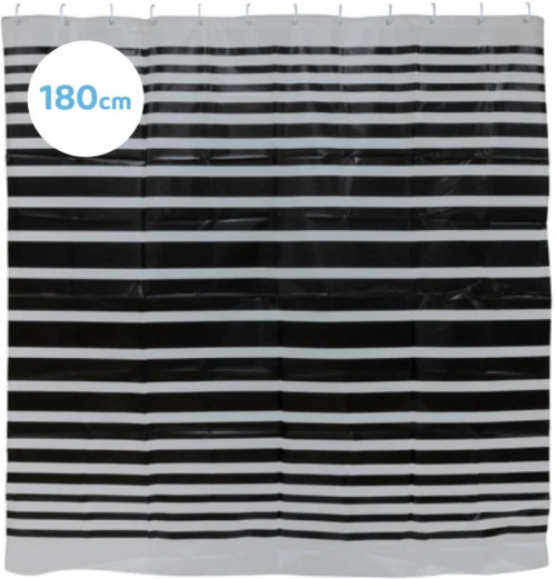 YUNICS® Douchegordijn - Douchegordijnen - Inclusief Ringen - Anti Schimmel - Zwart / Grijs - 180 X 180 Cm