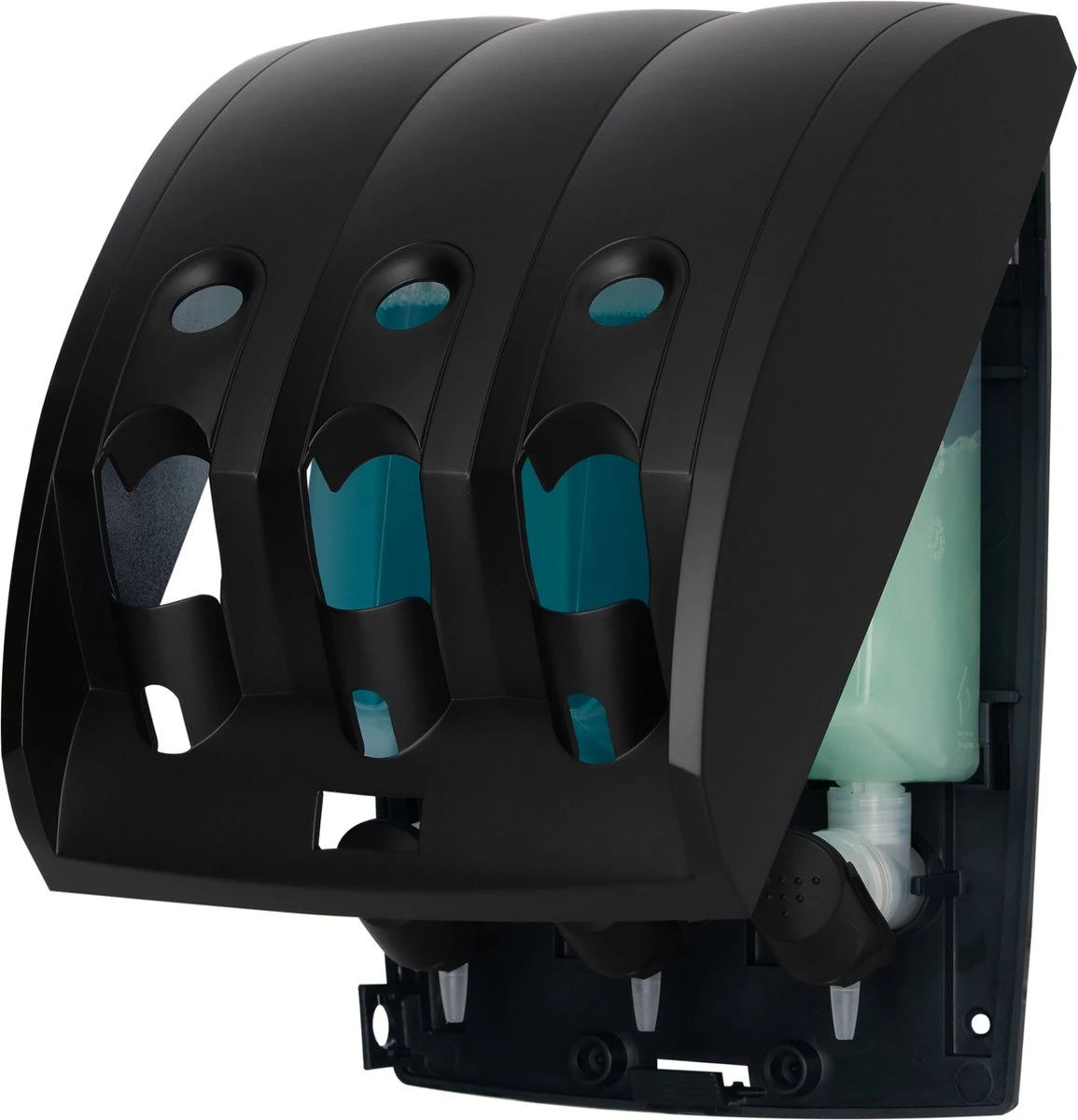 Aquathof, Zeepdispenser, Mat Zwart, 3 Kamer, 3 Reservoirs, 3x350ml, Hangend, Wandmontage 11 Aquathof, Zeepdispenser, Mat Zwart, 3 Kamer, 3 Reservoirs, 3x350ml, Hangend, Wandmontage - Afbeelding 11