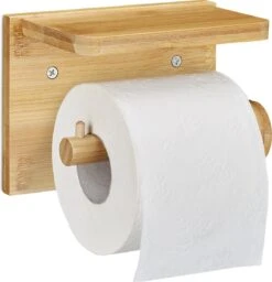 Relaxdays Toiletrolhouder Met Plankje - Wc-rolhouder Bamboe - Rolhouder Toilet - Hout -Badkamer Kast Winkel 1156x1200