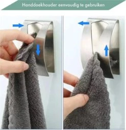 RVS Handdoekhouder 2 Stuks - Zelfklevend - Design Handdoek / Theedoek Klem - Handdoek Klem - Handdoek Haak -Badkamer Kast Winkel 1160x1200
