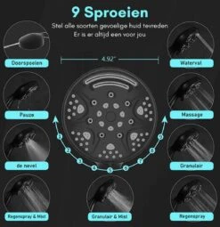 Salvano Douchekop - Waterbesparend - Hoge Kwaliteit - Handdouche - 9 Standen - Zwart 2023 Pro 13 Salvano Douchekop - Waterbesparend - Hoge Kwaliteit - Handdouche - 9 Standen - Zwart 2023 Pro -Badkamer Kast Winkel 1163x1200 1