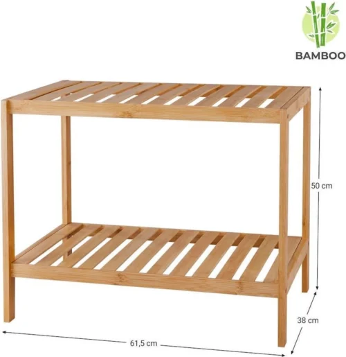 Merkloos Decopatent® Houten Bankje Van Bamboe - Badkamer - Opbergrek - Badkamerkast Rek - Open Badkamerbankje - Opbergen Handdoeken Rek -Badkamer Kast Winkel 1166x1200 10