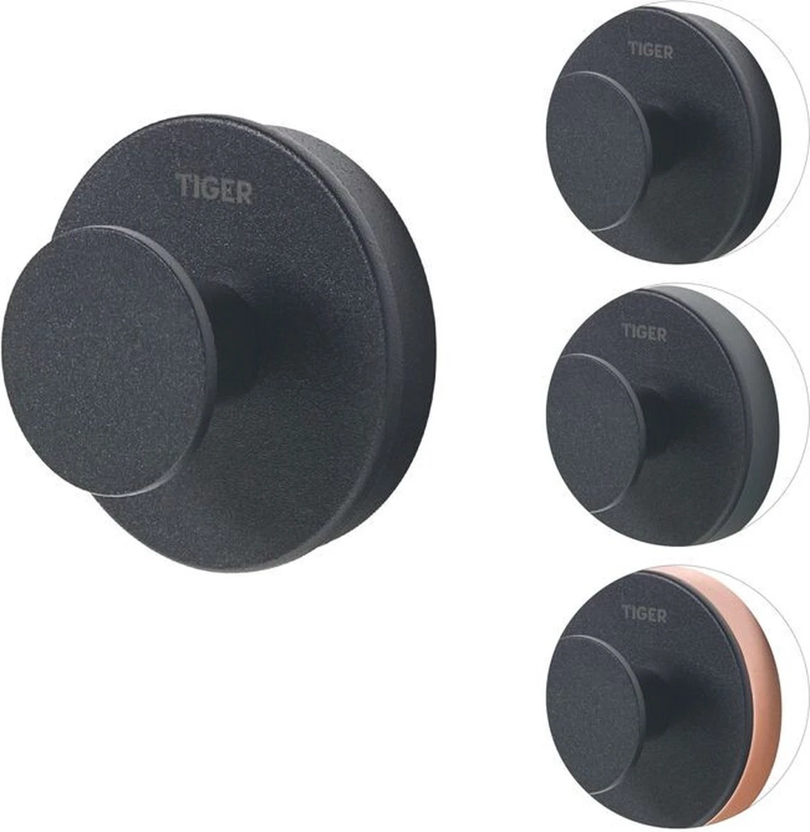 Tiger Urban - Handdoekhaak Groot (1x) - ø 5 Cm - Inclusief 2 Decorringen - Zwart 14 Tiger Urban - Handdoekhaak Groot (1x) - ø 5 Cm - Inclusief 2 Decorringen - Zwart - Afbeelding 14